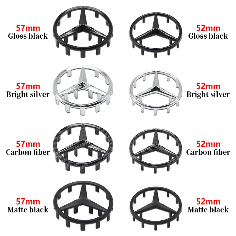 52mm 57mm Pins Sticker Car Steering Wheel Emblem Badge For Mercedes Benz C E S Class CLA CLS W212 W205 W204 Styling Accessories