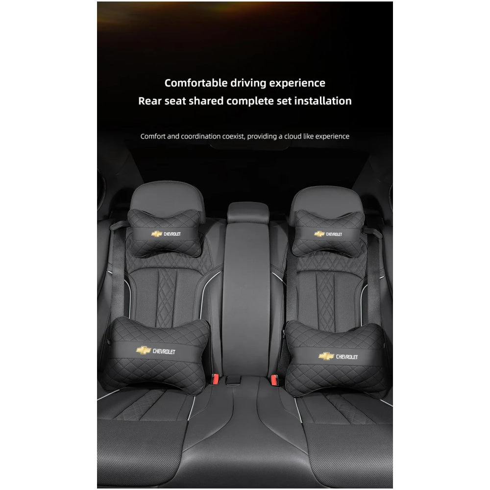 Nappa Leather Car Headrest Neck Pillow Waist Cushioning For Chevrolet Spark Captiva Cruze Malibu Equinox Trax Camaro Blazer