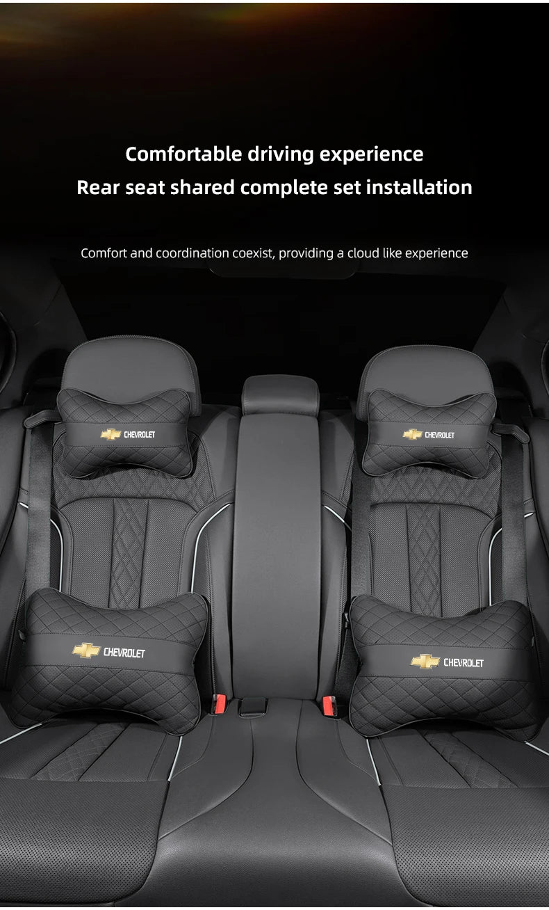 Nappa Leather Car Headrest Neck Pillow Waist Cushioning For Chevrolet Spark Captiva Cruze Malibu Equinox Trax Camaro Blazer