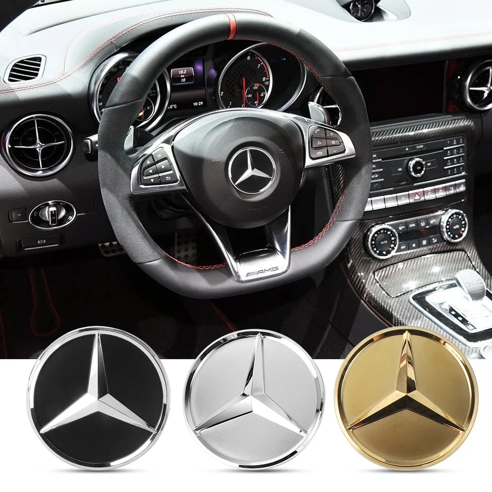 52mm 57mm Car Steering Wheel Badge Sticker Replace Decor For Mercedes Benz B/C/E/S Class A Class C200L GLC GLK FXPT-JS-BENZ