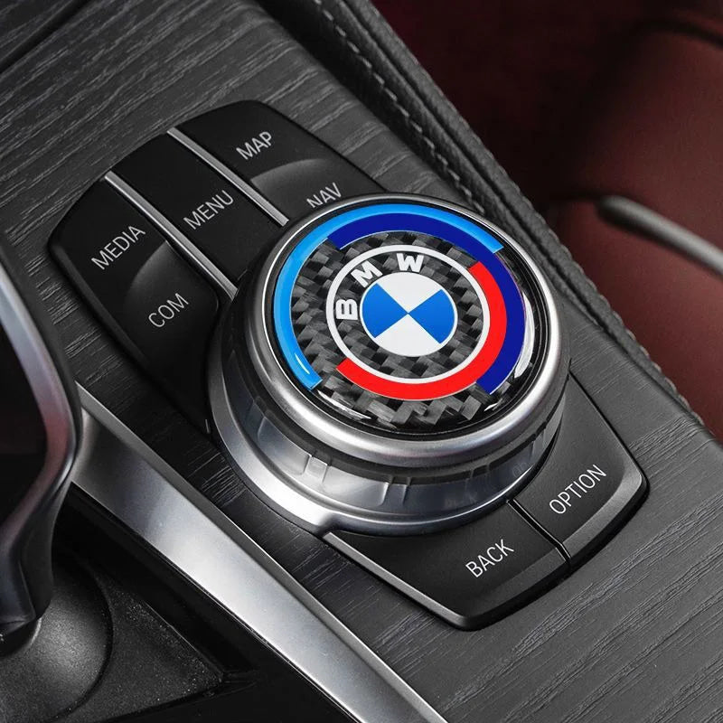 4.5CM 4.8CM Carbon Fibre Car Center Console Knob Stickers Decoration Accessories For BMW 1 2 3 4 5 6 Series GT Z4 X3 X4 X5 X6 X7