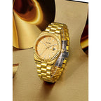TOMI New Men's Watch Brooch Ring Gift Box Set Luxury Business Stainless Steel Strap Men's Calendar Casual Quartz Watch Reloj