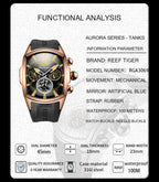 Reef Tiger 316L Stainless Steel Wine Barrel Automatic Watch Fashion Mulitfunction Tourbillon Mechanical Watches for Men RGA3069