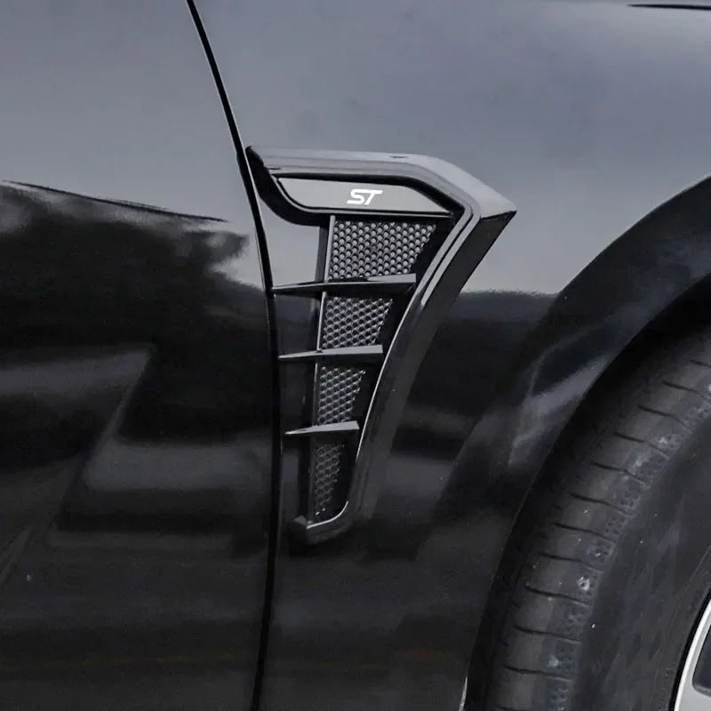 Black Car Fender Side Vents Air Flow Intake Hole Shark 3D Grille Sticker Cover for Ford Focus ST Mondeo Fiesta Kuga Escape Car