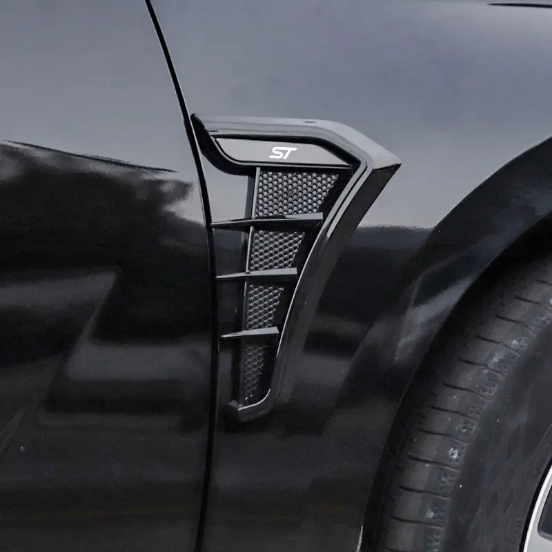 Black Car Fender Side Vents Air Flow Intake Hole Shark 3D Grille Sticker Cover for Ford Focus ST Mondeo Fiesta Kuga Escape Car