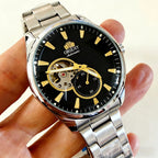 ORIENT Automatic Mechanical Watch Men's Stainless Steel Strap Skeleton Dial White Gold Needle Luminous 50M Waterproof Sapphire
