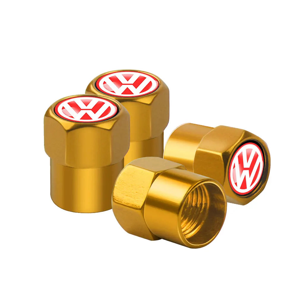 4Pcs Car Wheel Tires  Valve Caps Auto Exterior Accessories For Volkswagen GTI Golf Polo Passat RLine Magotan Jetta Bora Beetle R