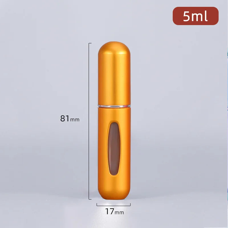 Mini atomizador de botella de Perfume recargable, pulverizador de aluminio, contenedor de líquidos portátil de viaje, herramienta dispensadora de cosméticos, 1 ud.