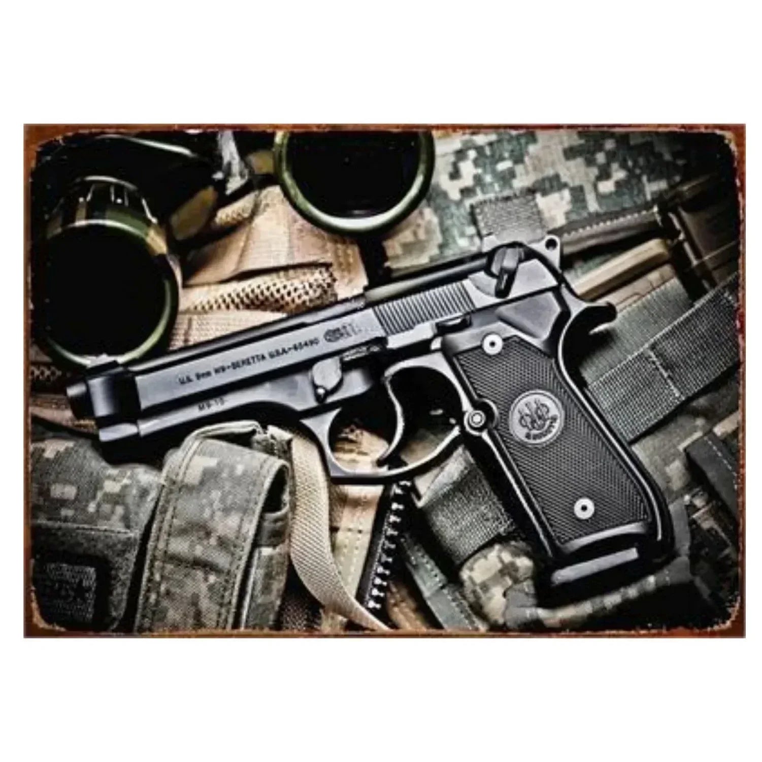 Letreros Metálicos con Forma de Pistola, que Exudan un Toque Militar, Ideales como Decoración de Pared en Cuartos de Hombre, Hogares, Cafeterías, Jardines, Clubes y Bares.
