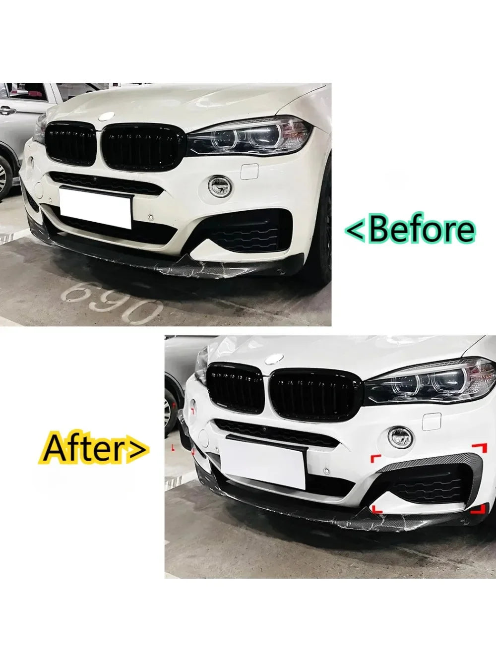 New Performance Gloss Black Front Bumper For BMW X6 F16 M Sport 2015 To 2019 ABS Splitter Lip Spoiler Diffuser By Body Kit