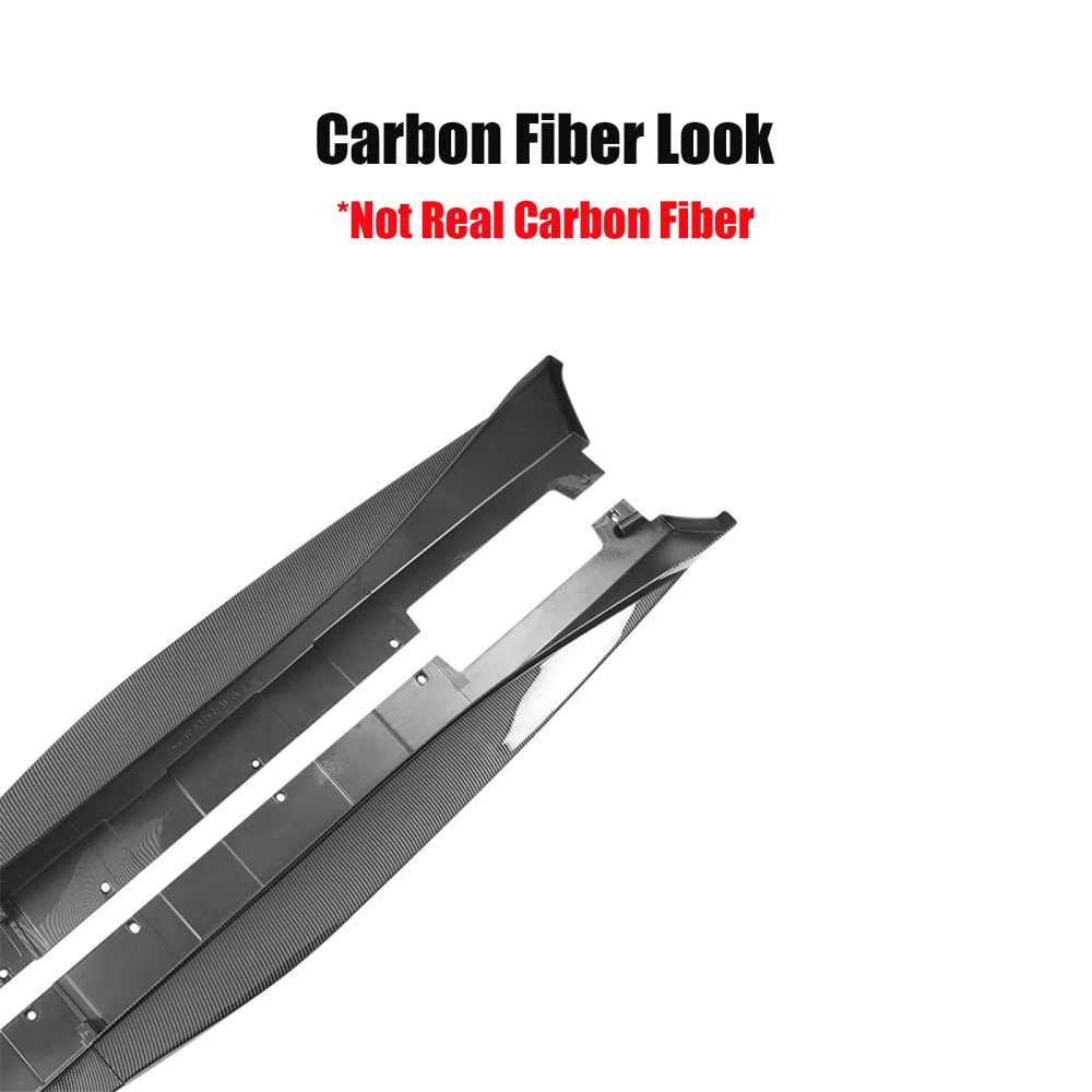 For Chevy Camaro Coupe Convertible LT LS SS RS 2016-2024 ZL1 Style Side Skirts Rocker Panels Spoiler Carbon Look Glossy black