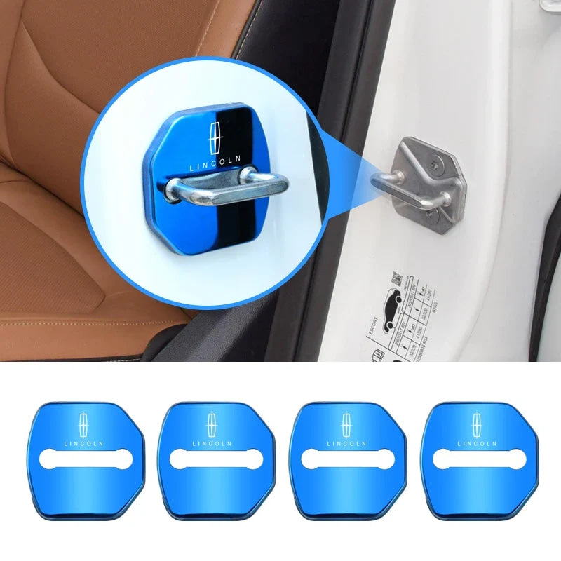 4PCS Car Door Lock Cover Stainless Steel Protection Accessories For Lincoln Continental MKZ Town-car Navigator MKX Energy Zephyr