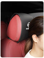 Leather Car Headrest Cover Front Rear Seat Pillow Protective Set For Nissan Sylphy N7 Teana Qashqai Note J10 J11 Navara Juke GTR