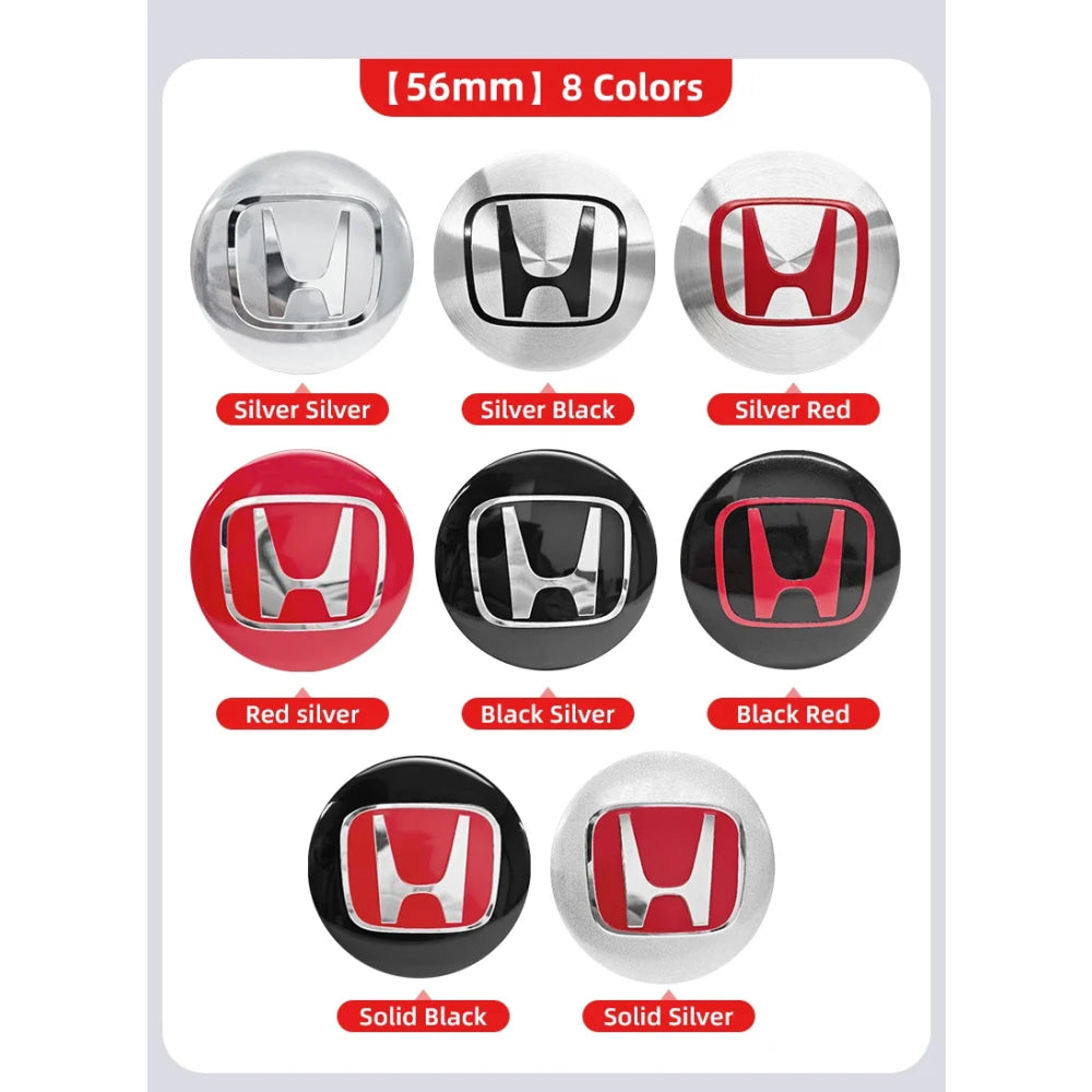 4pcs 56mm 60mm 65mm Car Wheel Center Covers Badge Sticker Stickers For Honda Civic XR-V HR-V Accord Odyssey CRV Insight Fit
