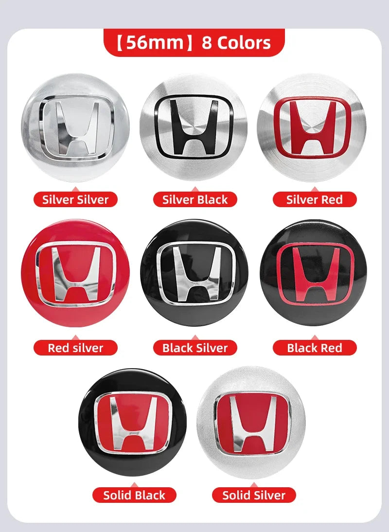 4pcs 56mm 60mm 65mm Car Wheel Center Covers Badge Sticker Stickers For Honda Civic XR-V HR-V Accord Odyssey CRV Insight Fit