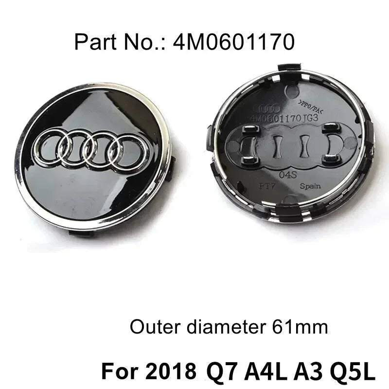 Audi 4pcs 60mm 61mm 68mm 69mm 123mm Car Styling Wheel Center Cap Hub Covers Badge for Audi A3 A4 A5 A6 A7 A8 S4 S6 Sticker