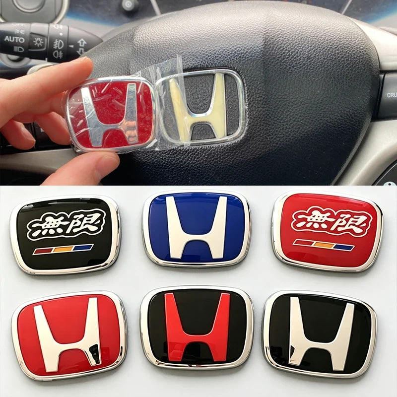 Honda Car Steering Wheel Logo Emblem H Badge Sticker for Honda Civic Accord CR-V Fit HRV Odyssey Vezel Auto Interior Accessories