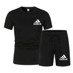 Summer fashion high-quality set men's short sleeved set fashion casual shorts sports set men's T-shirt+shorts two-piece set