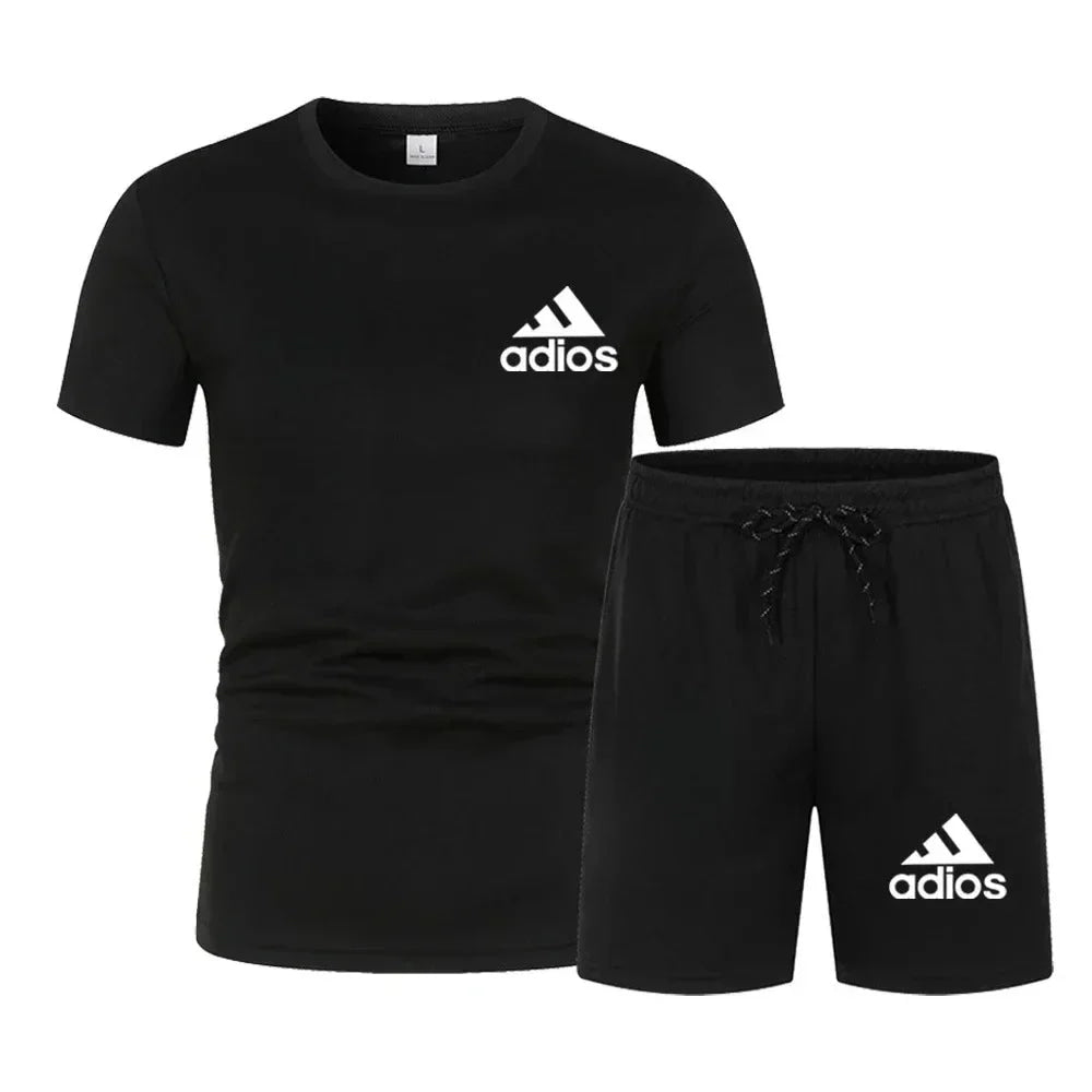 Summer fashion high-quality set men's short sleeved set fashion casual shorts sports set men's T-shirt+shorts two-piece set
