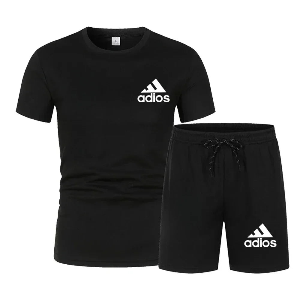 Summer fashion high-quality set men's short sleeved set fashion casual shorts sports set men's T-shirt+shorts two-piece set