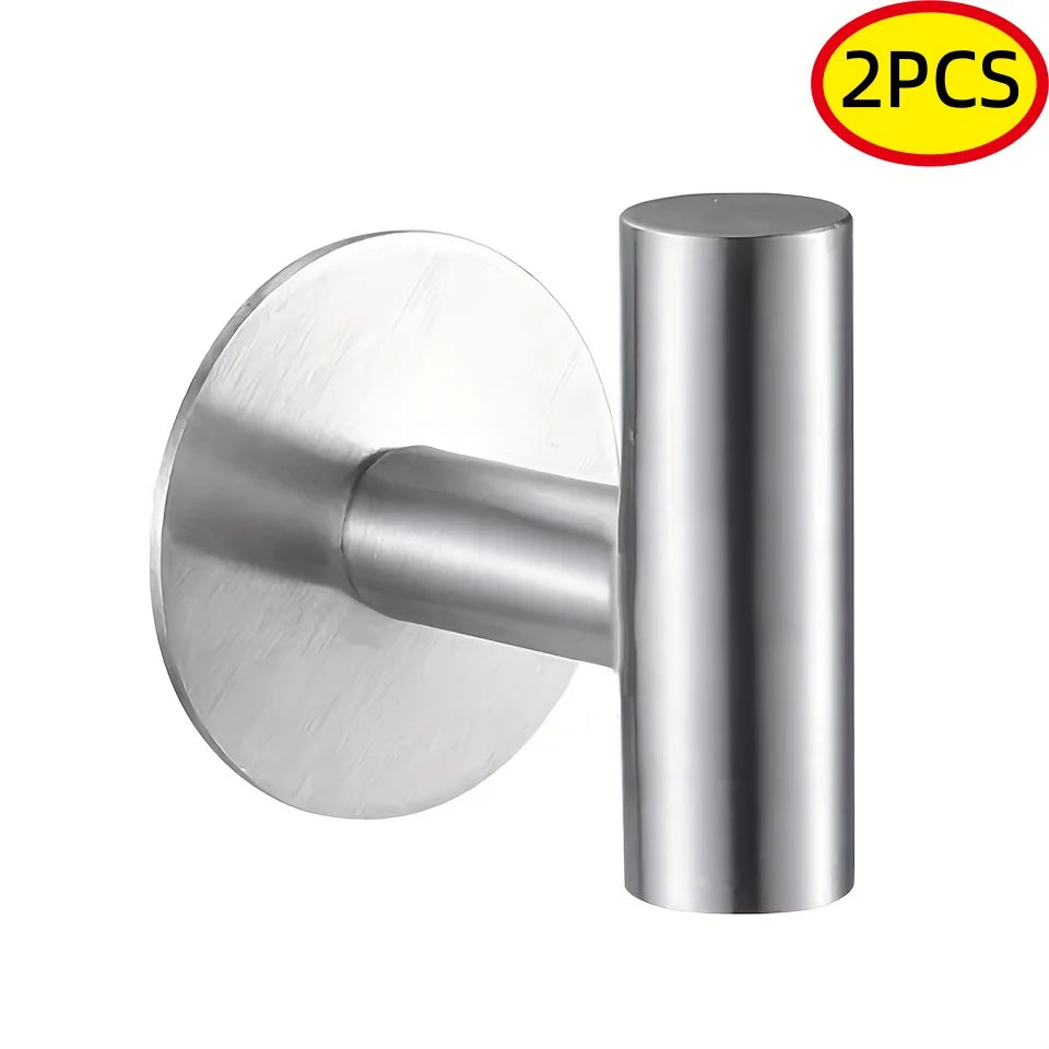 1 Uds., gancho autoadhesivo sin perforaciones, gancho de baño de acero inoxidable, accesorios de baño, organizador de cocina