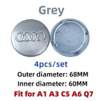 For Audi 60/61/68/69/77MM 4pcs Car Wheel Center Hup Cap Cover A4 A6L A7 A8 A3 A5 A6 S3 S4 Q3 Q5 Q5L Q7 Modification