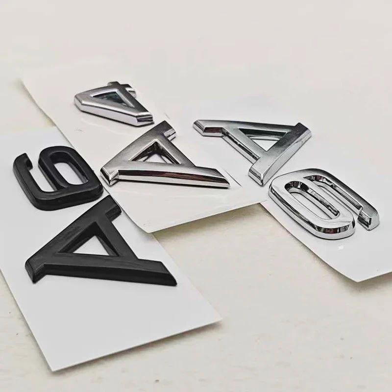 3D ABS Chrome Black Car Letters A4 A6 Logo Rear Trunk Badge Sticker Decals For Audi A4 A6 Auto Tail Marking Accessories