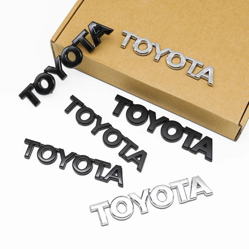 3D ABS TOYOTA Letters Emblem Rear Trunk Badge Logo Nameplate Sticker Black Chrome For Hilux Highlander Yaris RAV4 Camry Corolla