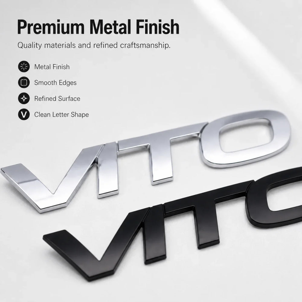 For Fujian Benz Mercedes Benz VITO 3D Metal Rear Trunk Emblem Badge Sticker Tailgate Body Letter Logo Decal Trim Car Accessory