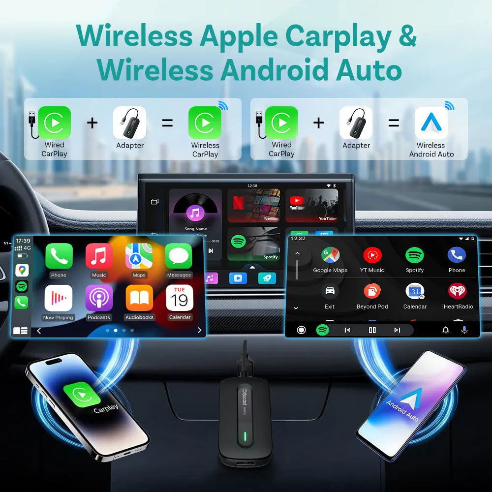 OTTOCAST Play2Video Express Wireless CarPlay Android Auto Adapter for Youtube Netflix for Volvo Chevrolet VW CarAccessorie