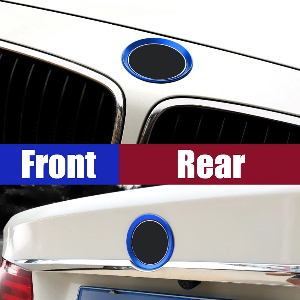 Creative Chrome Aluminum Car Front Rear Logo Surrounding Ring Stylish for BMW 82mm 74mm Emblem Hood Car Decoration Accessories