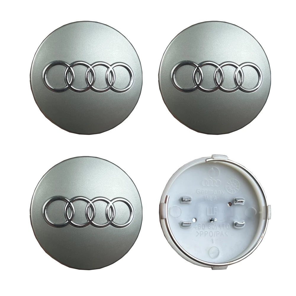 4pcs For Audi Q3 Q4 Q5 Q7 S3 S4 S5 S6 S7 TT A1 A2 A3 A4 A5 A6 A7 Q2 60mm 61mm 68mm 69mm Car Wheel Center Cap Hub Covers Badge