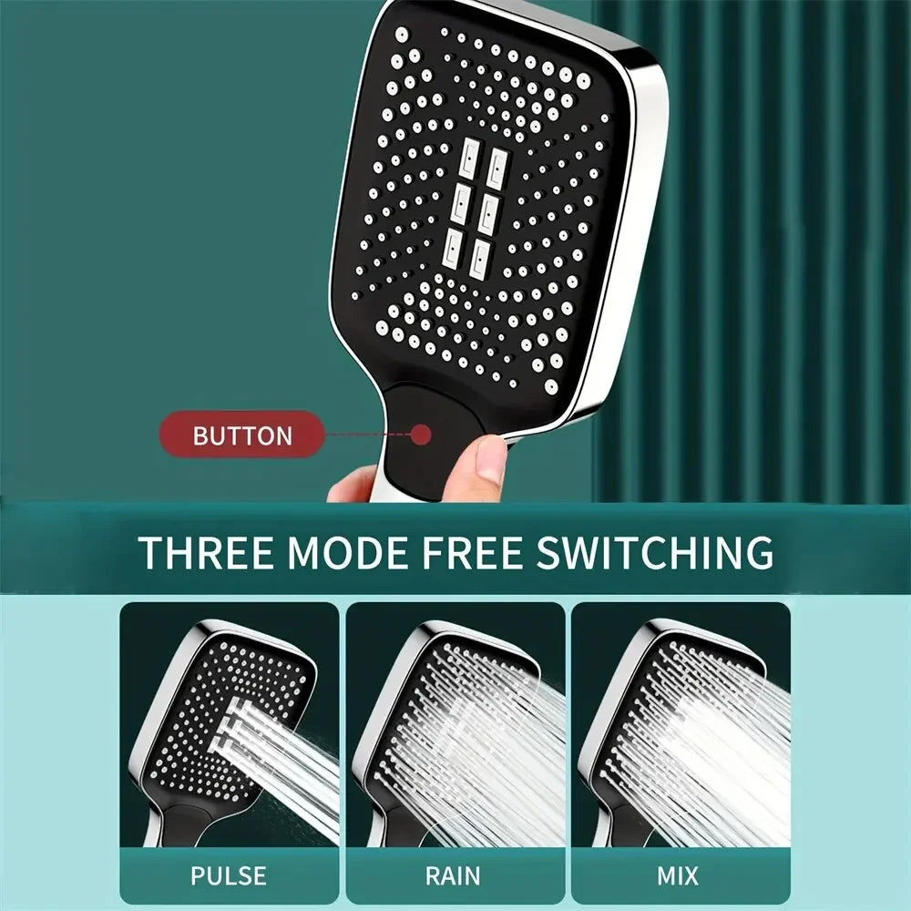 Cabezal de ducha ajustable con 3 modos de lluvia, mezclador de ducha de gran flujo, ahorro de agua a alta presión, accesorios de baño