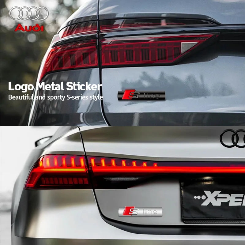 NEW Audi Sline Metal Logo Car Sticker Aluminum Emblem For Audi S Line Quattro A1 A3 A4 A5 A6 A7 A8 Q2 Q3 Q5 Q6 Q7 Q8 Accessories
