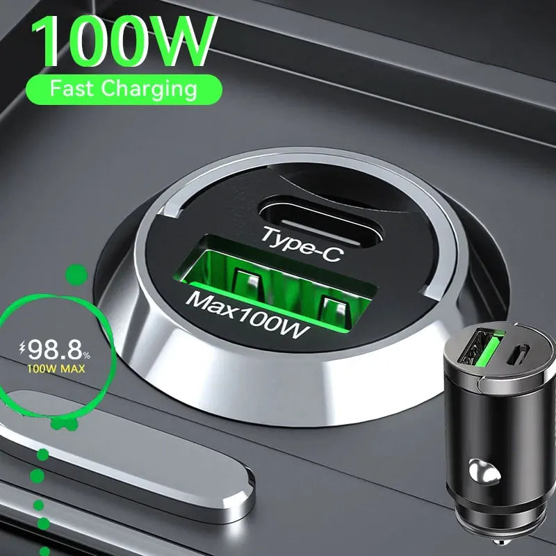 100W Car Charger Lighter PD Fast Charging Mini Car Phone Charger For Ford Escape Kuga Mondeo Ecosport Fiesta Focus 2 3 MK1 MK2