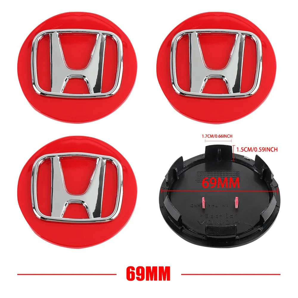 4pcs 56/58/60/69mm Car Wheel Center Hub Caps Accessories For Honda Type R Type S VTEC DOHC Modulo Vezel Legend Si RR Insight