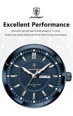 POEDAGAR Sport Original Men Clock Quartz Date Week Luxury Man Wristwatch Waterproof Luminous Stainless Steel Men's Watches Reloj