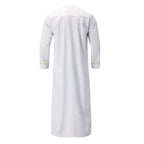 Men s Traditional Moroccan Kaftan Robe with Intricate Gold Embroidery Long Sleeves and Loose Fit for Ethnic Style Costume