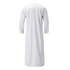 Men s Traditional Moroccan Kaftan Robe with Intricate Gold Embroidery Long Sleeves and Loose Fit for Ethnic Style Costume