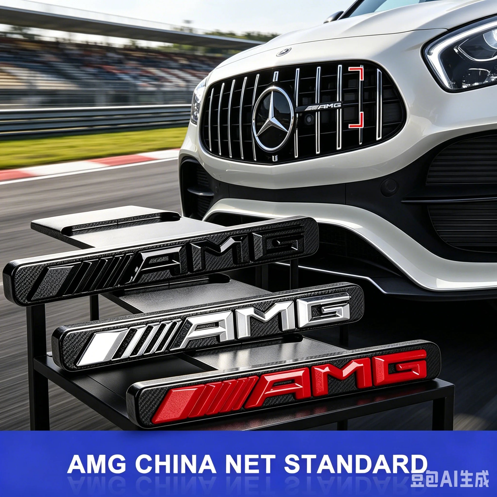 3D ABS Logo AMG Emblem Car Front Grille Badge Caps For Mercedes Benz GLC A B C E Class W204 W205 W212 W213 GT AMG Accessories