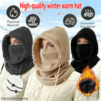 Pasamontañas de invierno Unisex con capucha de punto, bufanda para bicicleta a prueba de viento, gorro para hombres y mujeres, máscara de esquí de lana cálida con cordón, equipo para clima frío