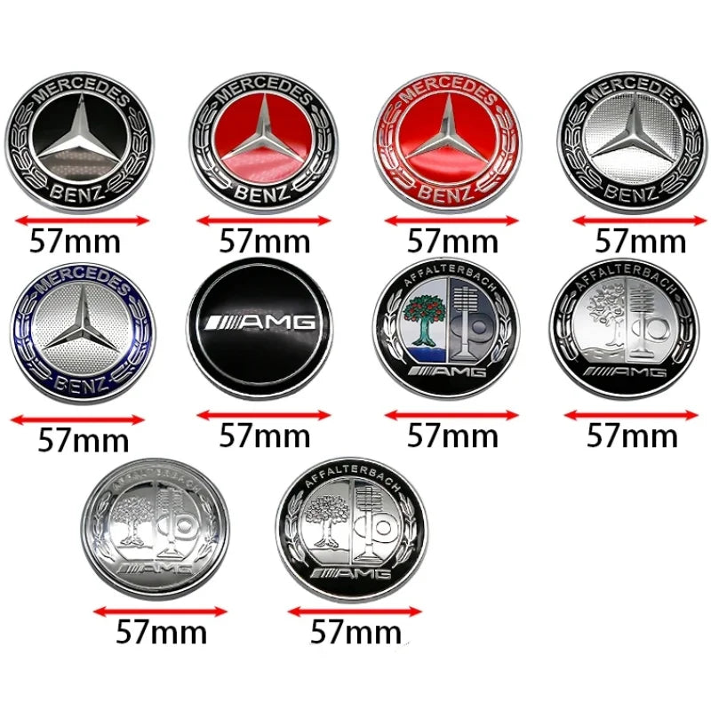 57mm Hood Star Emblem Cover Badge for Mercedes Benz W203 W204 W212 W213 W221 W222 C E S Class Car Exterior Accessory