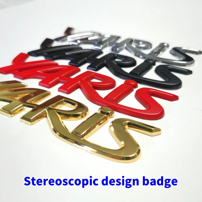 3D Metal Yaris Logo Emblem Badge Matte black Chrome Plated Trunk Letter Sticker For Toyota Yaris Car Exterior Decor Accessories