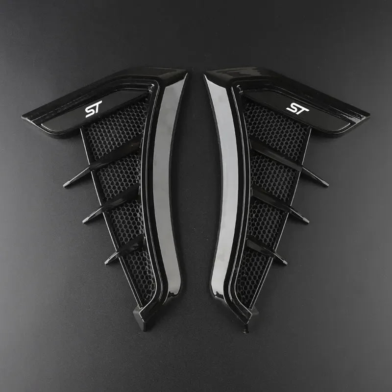 Black Car Fender Side Vents Air Flow Intake Hole Shark 3D Grille Sticker Cover for Ford Focus ST Mondeo Fiesta Kuga Escape Car