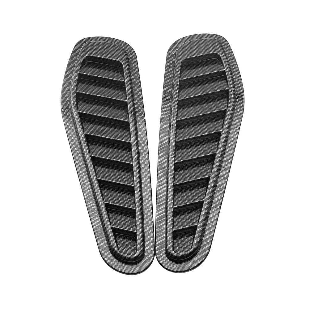 1Pair Universal Car Decorative Cell Air Flow Intake Hood Scoop Bonnet Glossy Black Vent Cover Stickers Decoration Styling