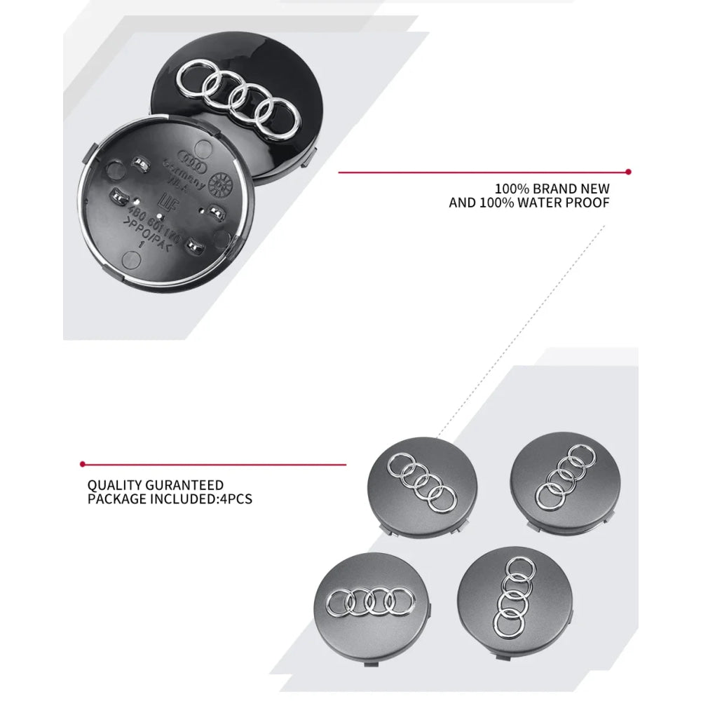 4pcs 60/61/68/69mm Car Wheel Center Hub Cap Rim Cover Car Goods For Audi B7 B5 B6 B8 B9 8P A3 A4 A5 A6 A7 A8 Q3 Q5 Q7 Q8 A1 8V