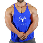 Mens Bodybuilding Faux Cotton Tank Top Gym Fitness Sports Sleeveless Top Skull Print Breathable Tank Top Mens Summer Tank Top