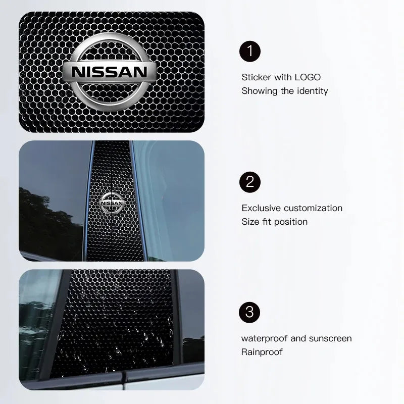 Car Stickers B-Pillar Center Column Decoration Cover PET Decals Auto Accessorie For Nissan Qashqai Juke Pulsar Sentra Altima Pat