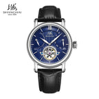 Shanghai Watch Skeletonized Flywheel Men's Mechanical Watch 42mm Automatic Watches Retrograde Calendar Sapphire Wristwatch S8924