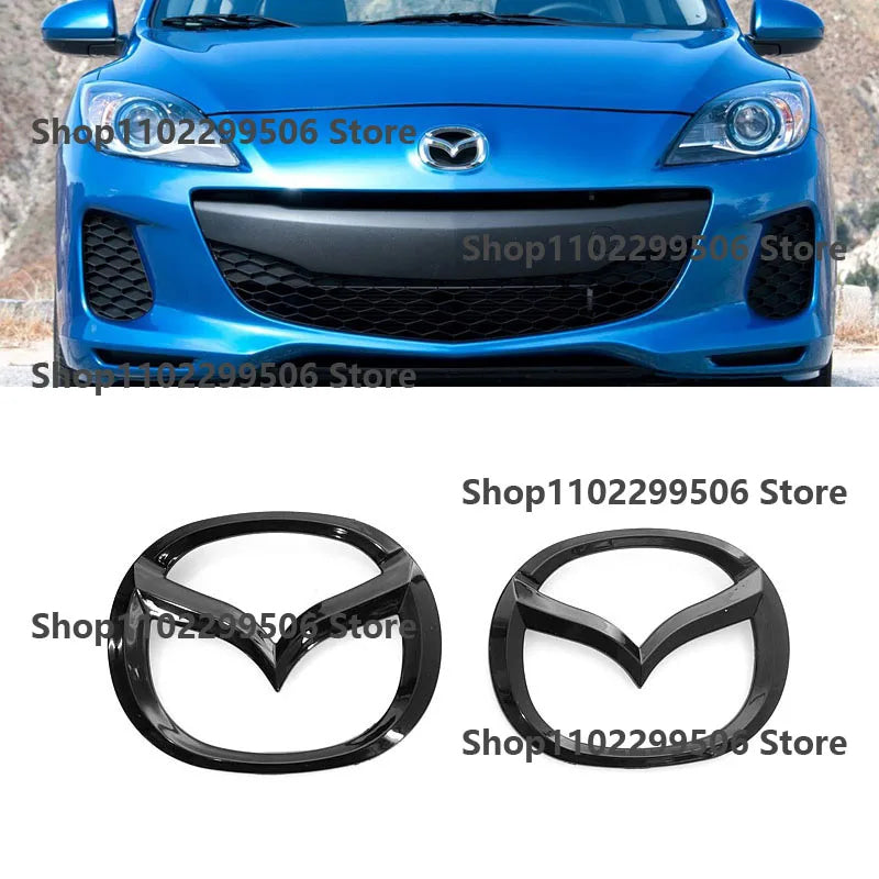 Mazda 3 sport glossy black ABS Car Front Grille Eemblem Rear Trunk Badge Sticker For 2008-2013 Mazda 3 Logo Accessories